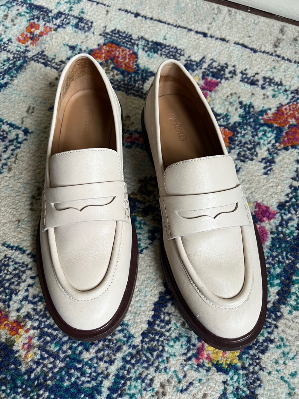 Madewell Vernon Loafer ecru or ivory Leather Penny Loafer Shoes Size 8.5